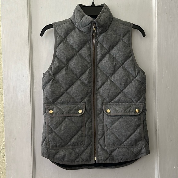 J.Crew Grey Excursion Quilted Down Vest - Picture 1 of 7